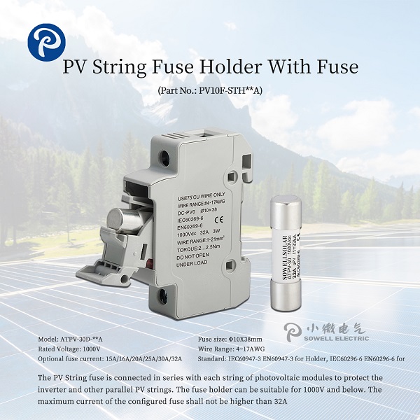 PV STRING FUSE HOLDER WITH FUSE  1000VDC