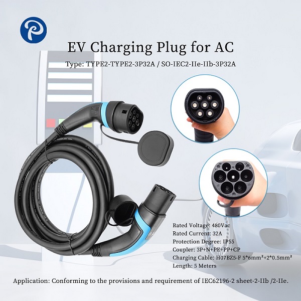 EV Charging Plug for AC TYPE2-TYPE2-3P32A